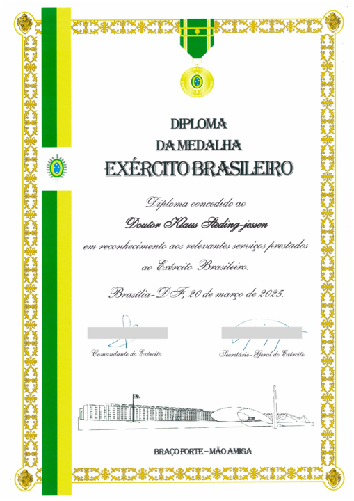 Imagem Diploma Medalha Exército Brasileiro Klaus Steding-Jessen